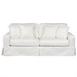 Sunset Trading Americana Box Cushion Fabric Slipcovered Sofa in White