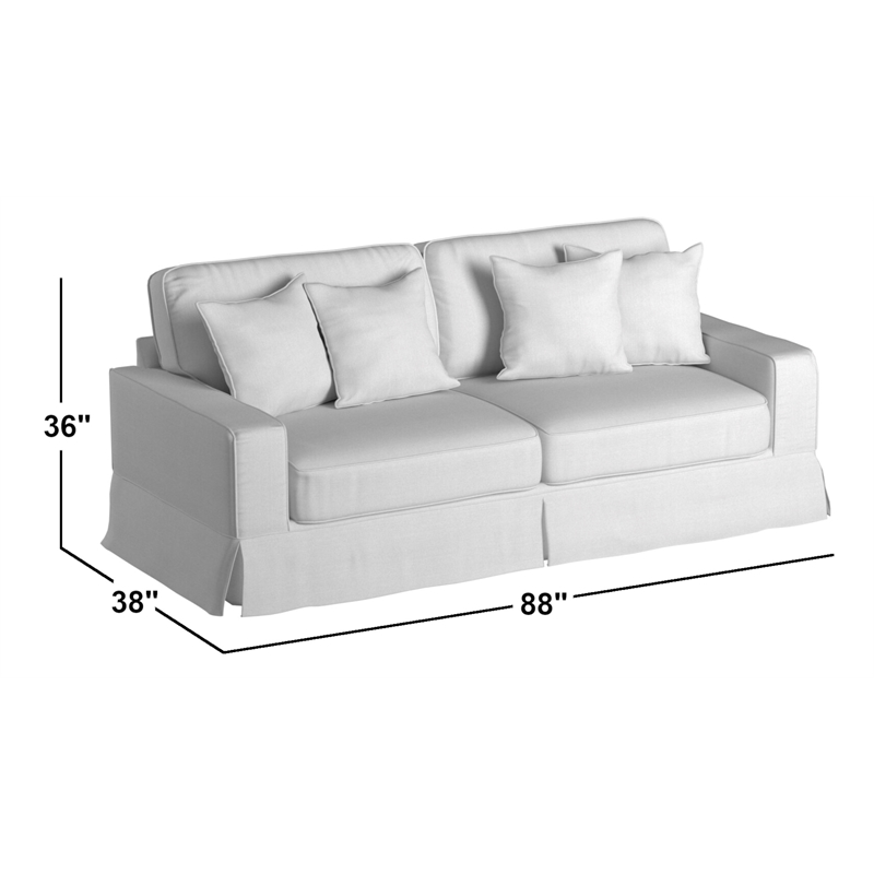 Sunset Trading Americana Box Cushion Fabric Slipcovered Sofa in White