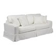 Sunset Trading Americana Box Cushion Fabric Slipcovered Sofa in White