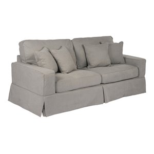 Sunset Trading Americana Box Cushion Fabric Slipcovered Sofa in Gray