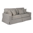 Sunset Trading Americana Box Cushion Fabric Slipcovered Sofa in Gray