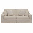 Sunset Trading Americana Box Cushion Fabric Slipcovered Sofa in Linen Gray