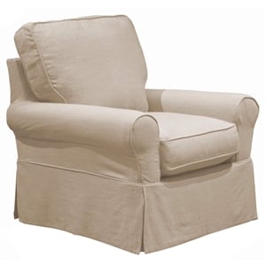Sunset Trading Horizon Fabric Slipcovered Swivel Rocking Chair in Linen Gray
