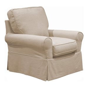 sunset trading horizon fabric slipcovered swivel rocking chair in linen gray