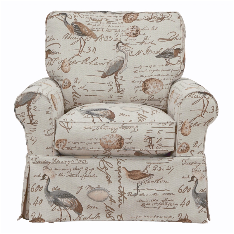 Sunset Trading Horizon Fabric Slipcovered Swivel Rocking Chair in Cream