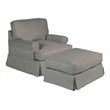 Sunset Trading Horizon T-Cushion Fabric Slipcovered Chair with Ottoman in Gray