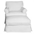 Sunset Trading Horizon T-Cushion Cotton Slipcovered Chair with Ottoman in White