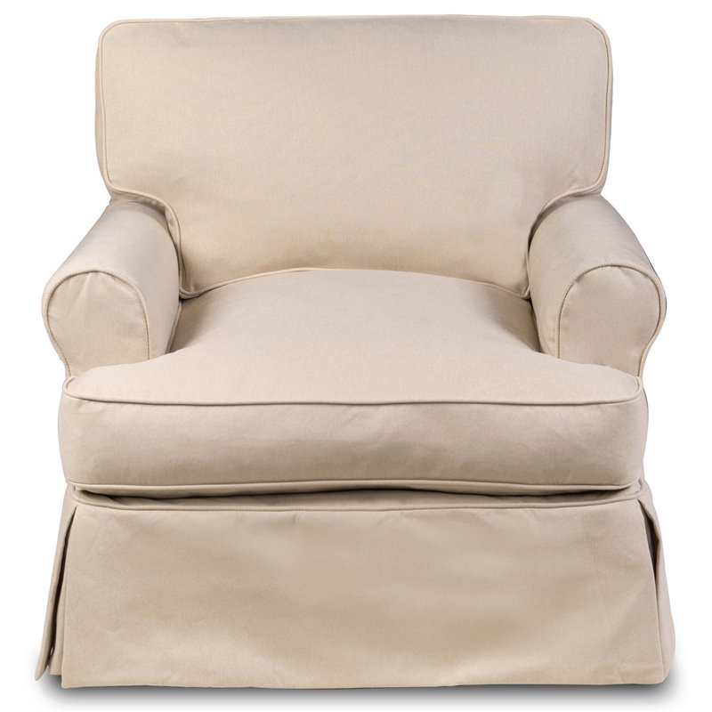 Sunset Trading Horizon Fabric Slipcovered T-Cushion Chair in Tan