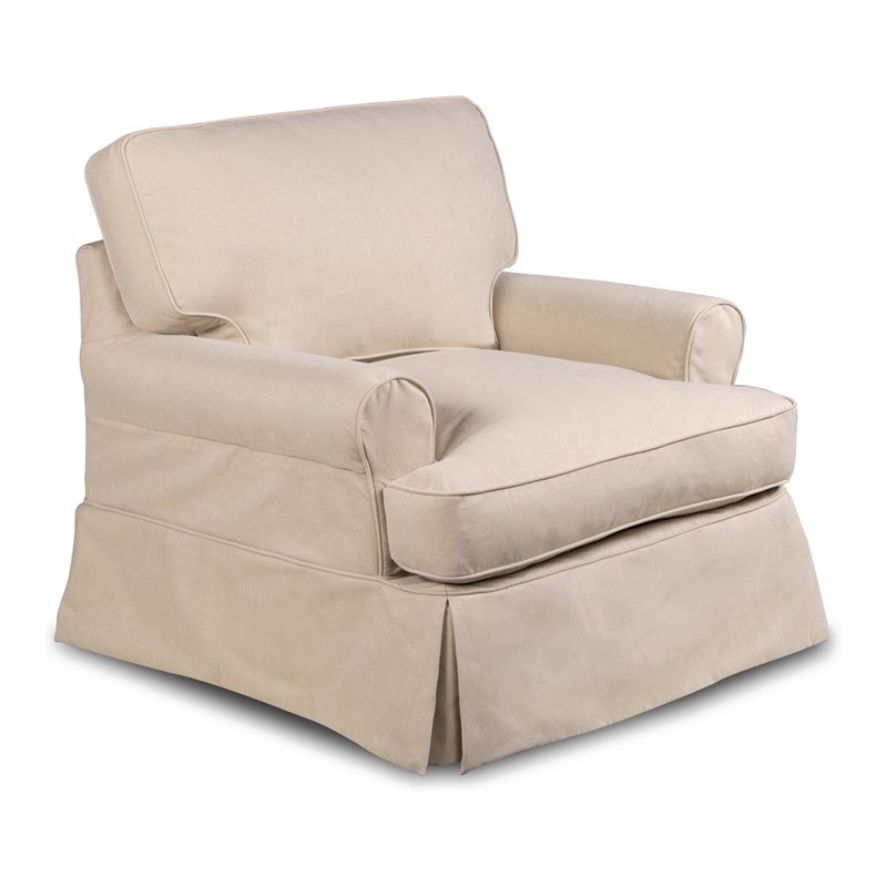 Sunset Trading Horizon Fabric Slipcovered T-Cushion Chair in Tan