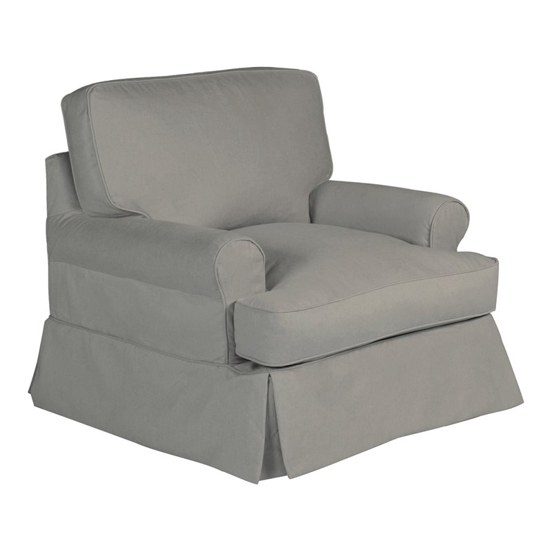 Sunset Trading Horizon Fabric Slipcovered T-Cushion Chair in Gray