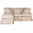 Sunset Trading Horizon Fabric Slipcovered Reversible Chaise Sleeper Sofa in Tan