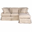 Sunset Trading Horizon Fabric Slipcovered Reversible Chaise Sleeper Sofa in Tan