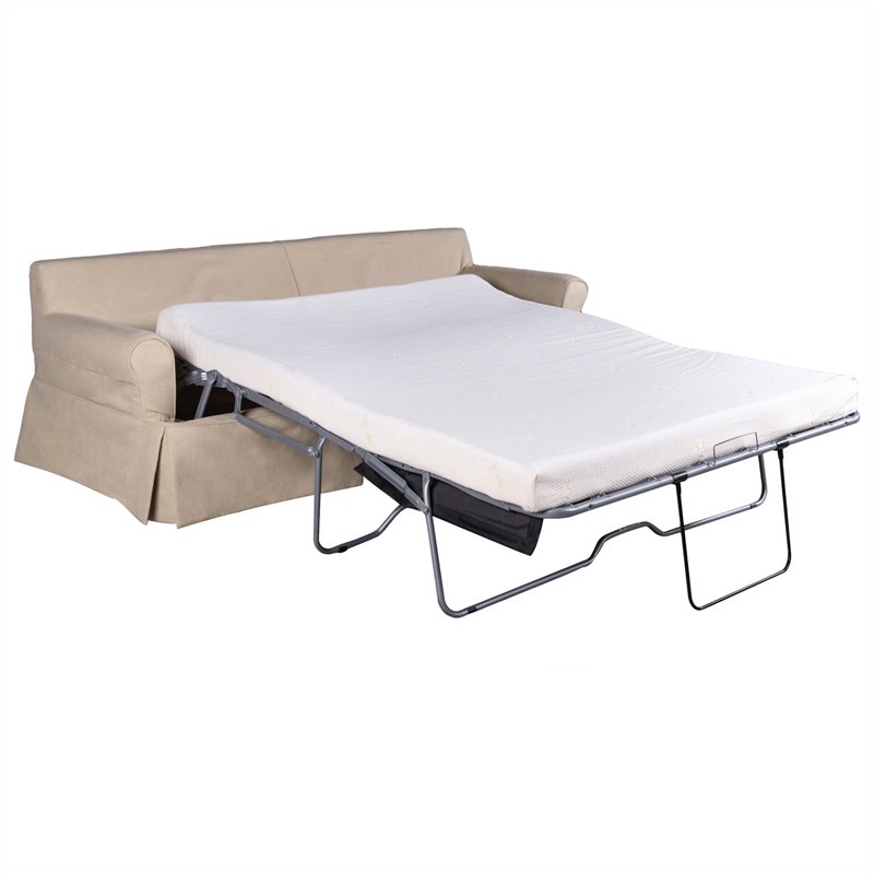 Sunset Trading Horizon Fabric Slipcovered Reversible Chaise Sleeper Sofa in Tan