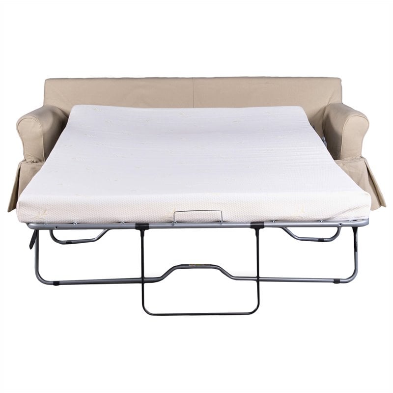 Sunset Trading Horizon Fabric Slipcovered Reversible Chaise Sleeper Sofa in Tan