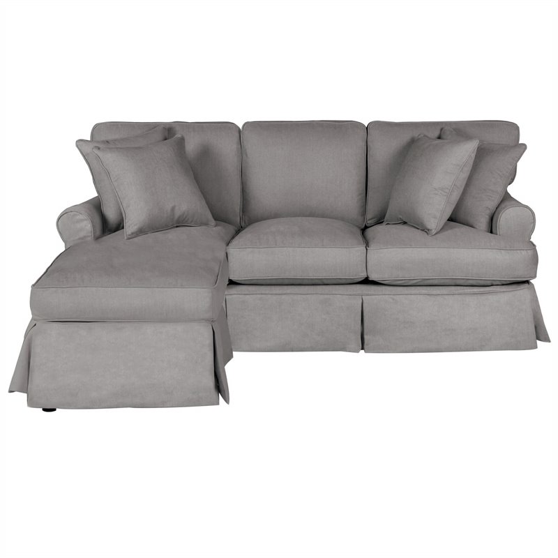 Sunset Trading Horizon Fabric Slipcovered Reversible Chaise Sleeper Sofa in Gray