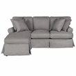Sunset Trading Horizon Fabric Slipcovered Reversible Chaise Sleeper Sofa in Gray