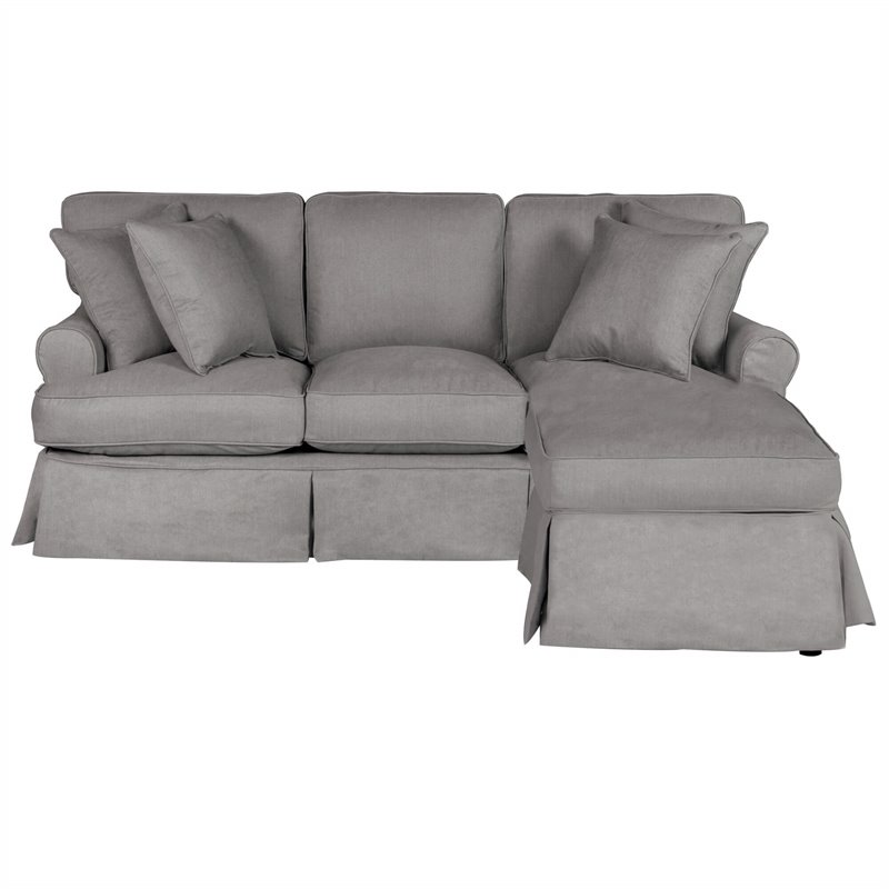 Sunset Trading Horizon Fabric Slipcovered Reversible Chaise Sleeper Sofa in Gray