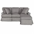 Sunset Trading Horizon Fabric Slipcovered Reversible Chaise Sleeper Sofa in Gray