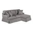 Sunset Trading Horizon Fabric Slipcovered Reversible Chaise Sleeper Sofa in Gray