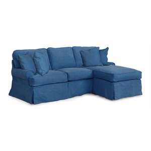 sunset trading horizon cotton slipcovered reversible chaise sleeper sofa in blue