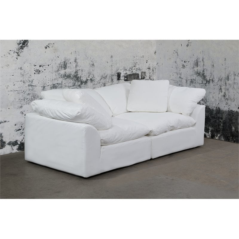 Sunset Trading Puff 2-Piece Fabric Slipcover Sectional Sofa in White