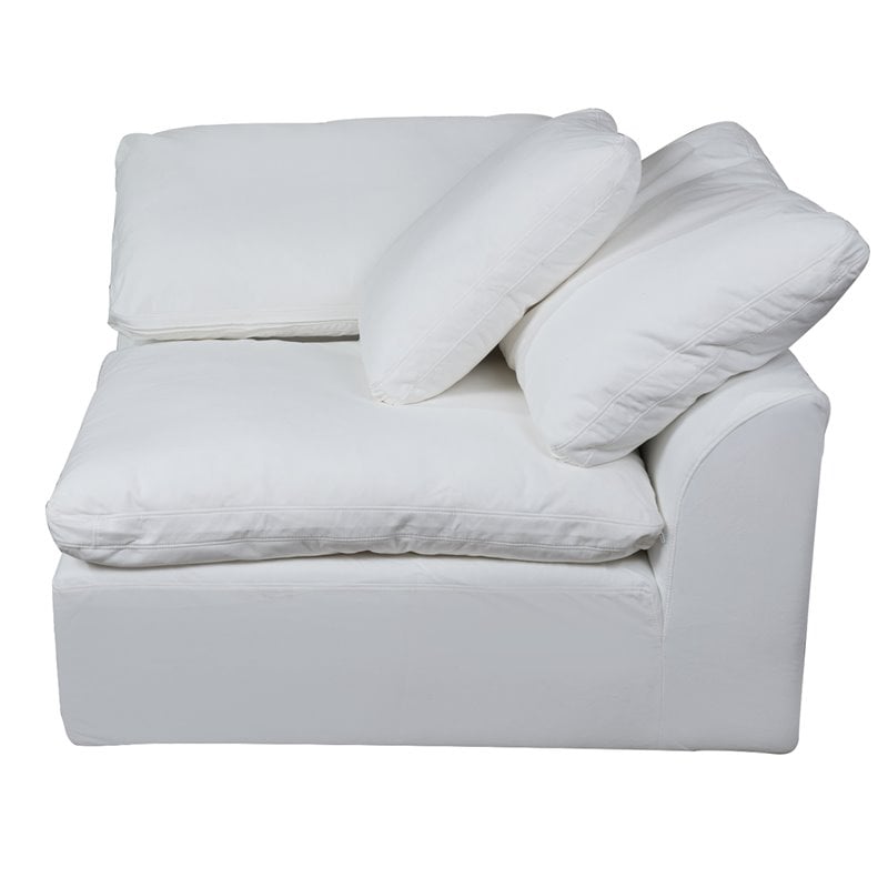 Sunset Trading Puff 2-Piece Fabric Slipcover Sectional Sofa in White