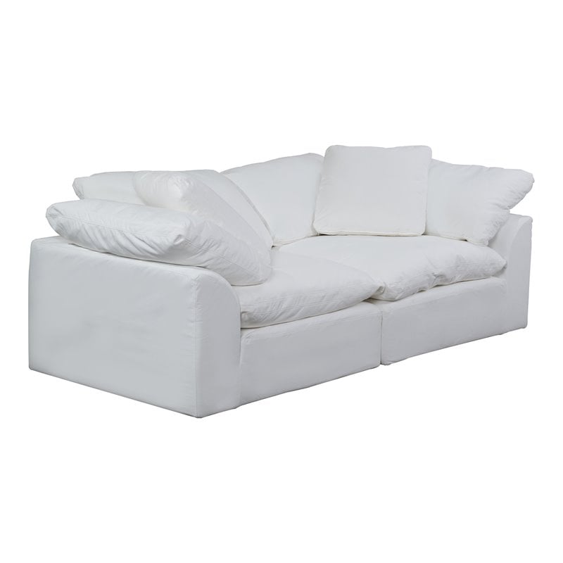 Sunset Trading Puff 2-Piece Fabric Slipcover Sectional Sofa in White