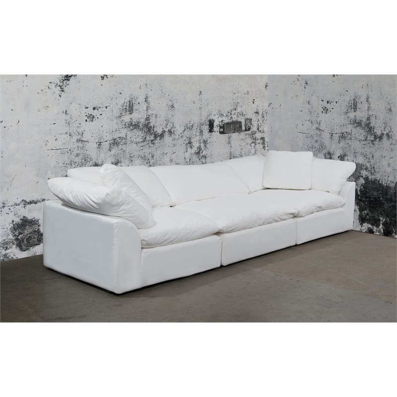 Sunset Trading Puff 3-Piece Fabric Slipcover Sectional Sofa in White