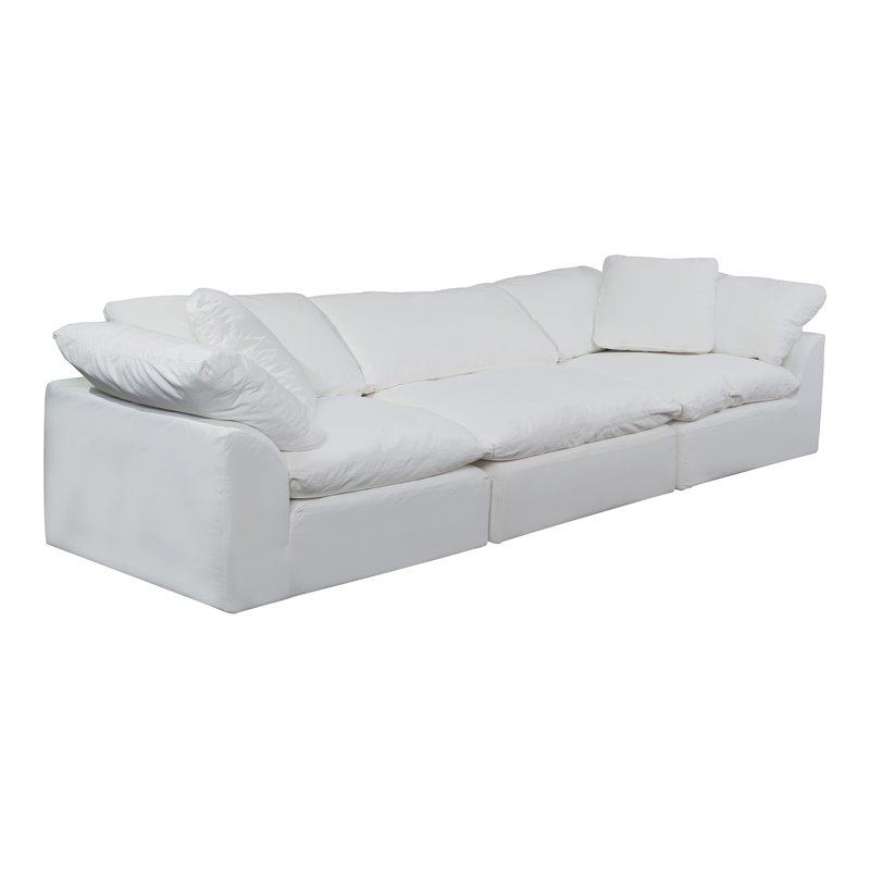 Sunset Trading Puff 3-Piece Fabric Slipcover Sectional Sofa in White