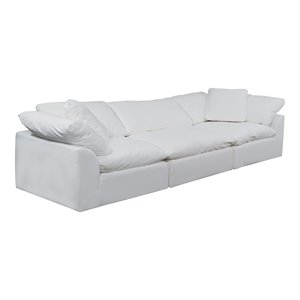 Sunset Trading Puff 3-Piece Fabric Slipcover Sectional Sofa in White