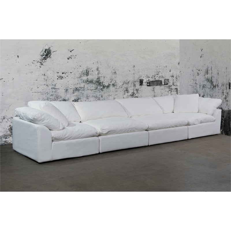 Sunset Trading Puff 4-Piece Fabric Slipcover Sectional Sofa in White