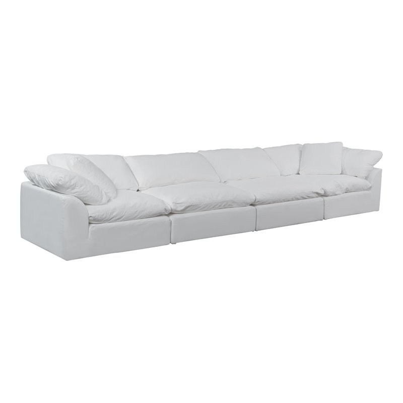 Sunset Trading Puff 4-Piece Fabric Slipcover Sectional Sofa in White