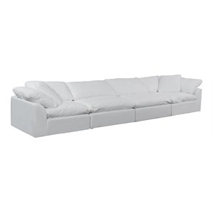 Sunset Trading Puff 4-Piece Fabric Slipcover Sectional Sofa in White