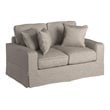 Sunset Trading Americana Box Cushion Fabric Slipcovered Loveseat in Light Gray