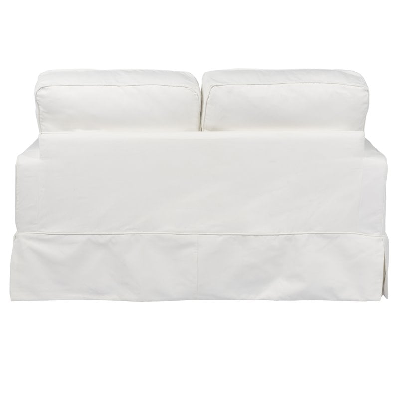 Sunset Trading Americana Box Cushion Fabric Slipcovered Loveseat in White