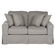 Sunset Trading Americana Box Cushion Fabric Slipcovered Loveseat in Gray