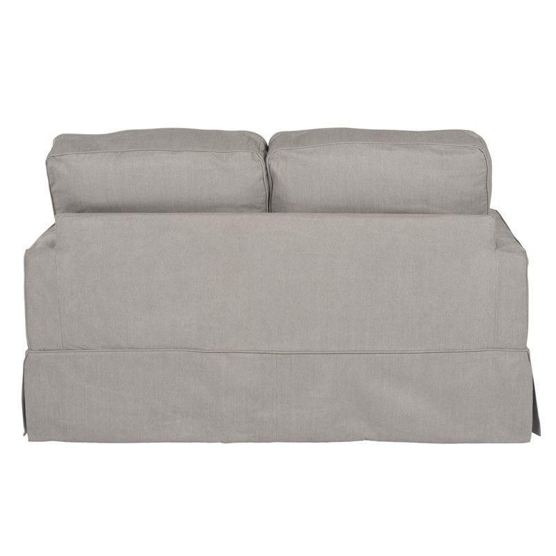Sunset Trading Americana Box Cushion Fabric Slipcovered Loveseat in Gray