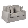 Sunset Trading Americana Box Cushion Fabric Slipcovered Loveseat in Gray