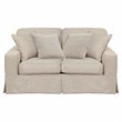 Sunset Trading Americana Box Cushion Fabric Slipcovered Loveseat in Linen Beige