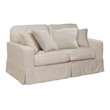 Sunset Trading Americana Box Cushion Fabric Slipcovered Loveseat in Linen Beige