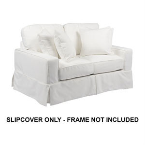 Sunset Trading Americana Fabric Slipcover for Track Arm Loveseat in White