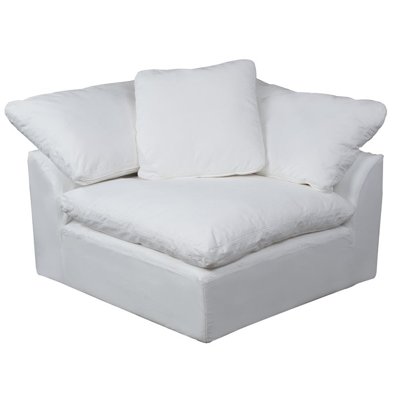 Sunset Trading Puff 3-Piece L-Shape Fabric Slipcover Sectional in White