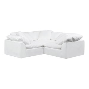 Sunset Trading Puff 3-Piece L-Shape Fabric Slipcover Sectional in White