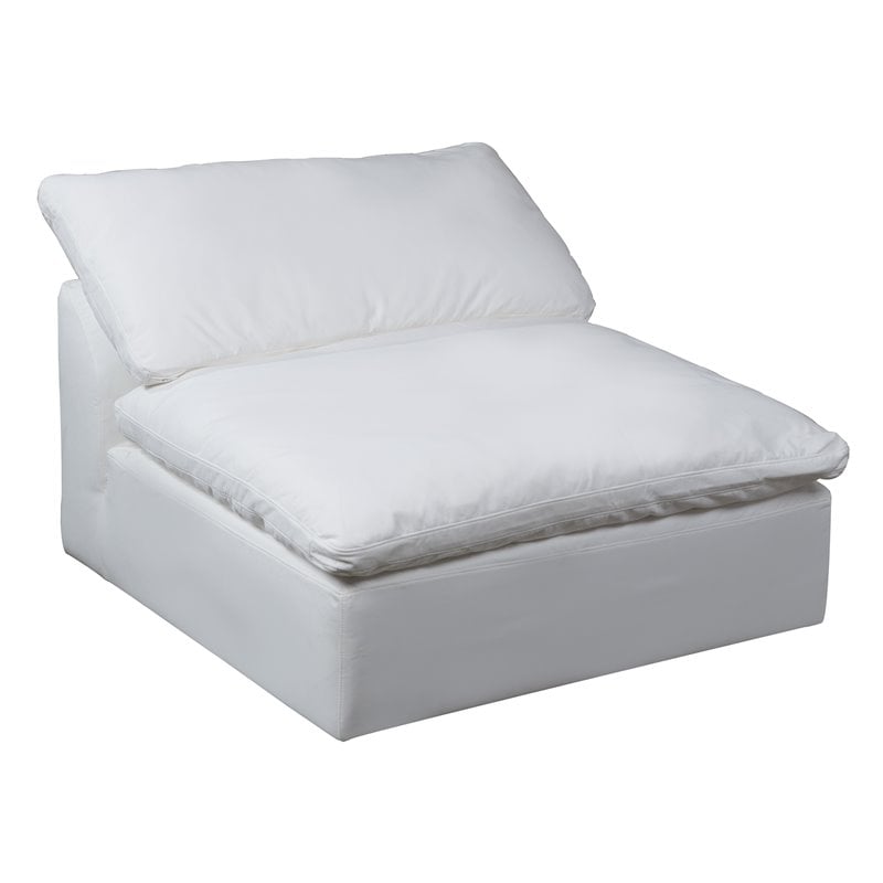 Sunset Trading Puff 5-Piece L-Shape Fabric Slipcover Sectional in White