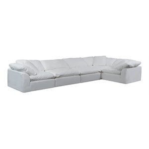 Sunset Trading Puff 5-Piece Fabric Slipcover Sectional Sofa in White