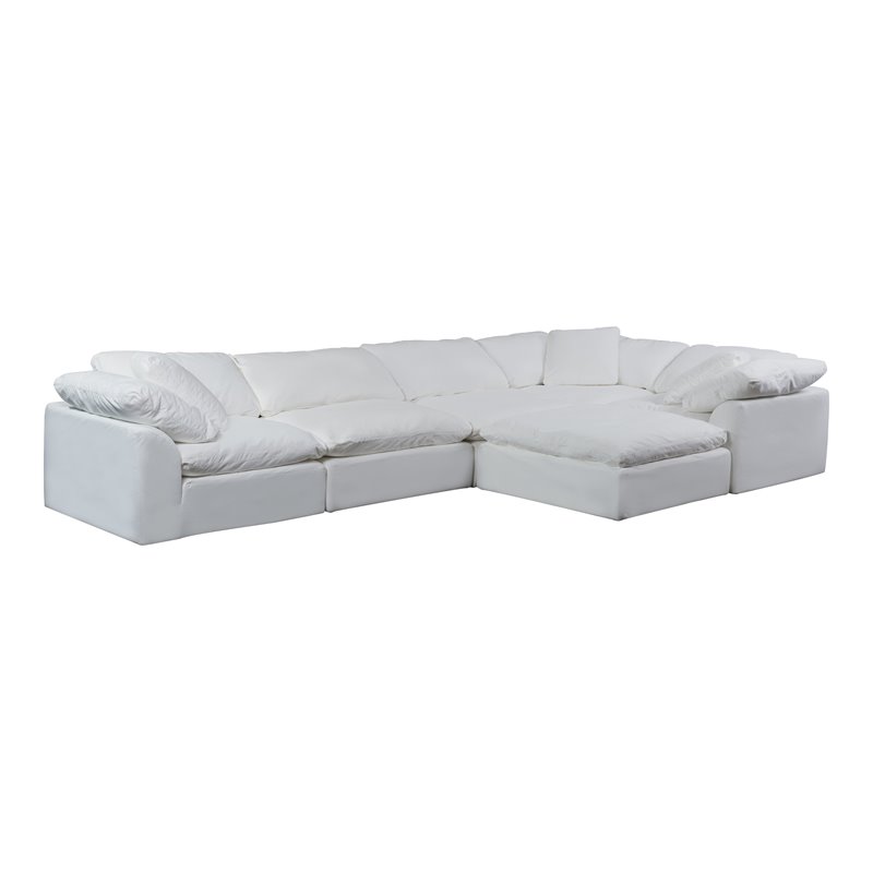 Sunset Trading Puff 6-Piece L-Shape Fabric Slipcover Sectional in White