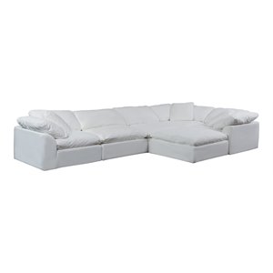 Sunset Trading Puff 6-Piece L-Shape Fabric Slipcover Sectional in White