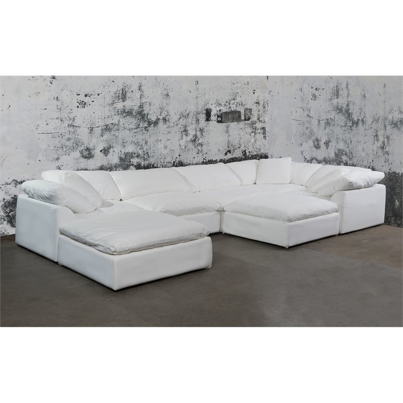 Sunset Trading Puff 7-Piece Fabric Slipcovered Modular Sectional in White