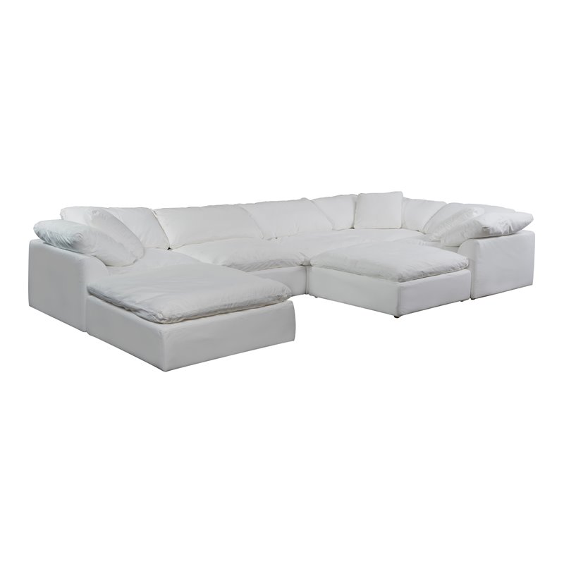 Sunset Trading Puff 7-Piece Fabric Slipcovered Modular Sectional in White