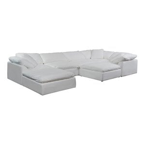 Sunset Trading Puff 7-Piece Fabric Slipcovered Modular Sectional in White
